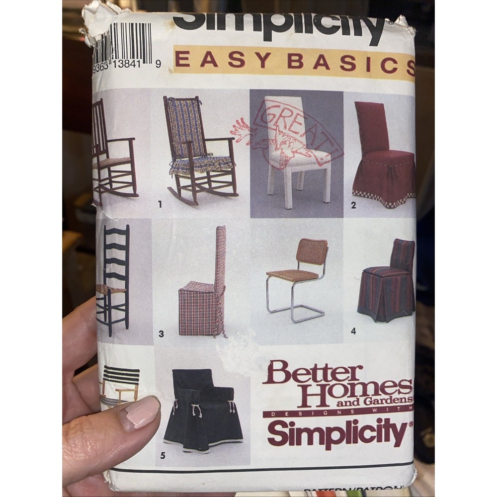 Simplicity 8329 Chair Covers Cushions Sewing Pattern 1993 Uncut Vintage BHG
